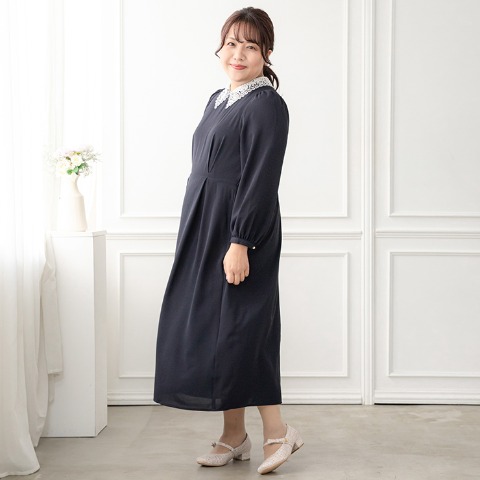 レディース　襟レースワンピース（Hina）