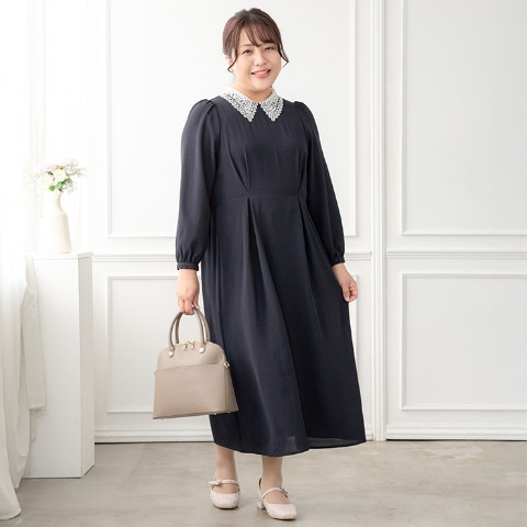 レディース　襟レースワンピース（Hina）