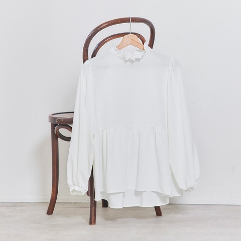 レディース　ペプラムギャザーブラウス（まいまい）
