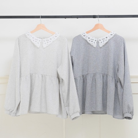 レディース　襟レースブラウス（komachi）