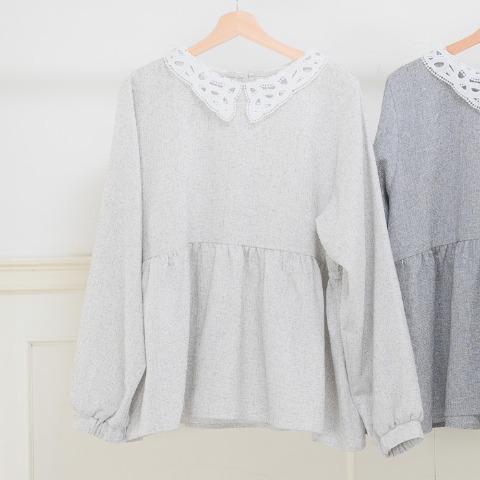 レディース　襟レースブラウス（komachi）