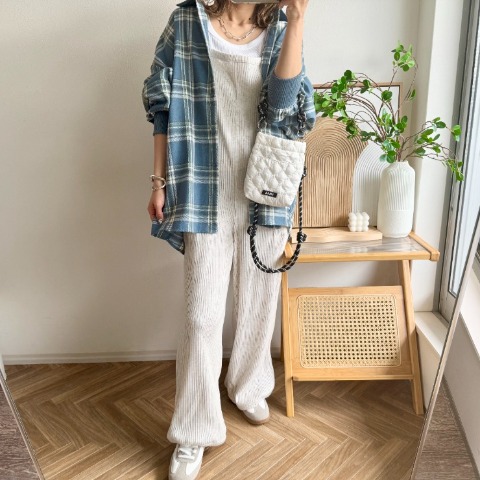 レディース　チェックシャツ（MAYO)