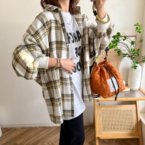 レディース　チェックシャツ（MAYO)