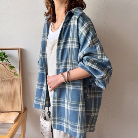 レディース　チェックシャツ（MAYO)