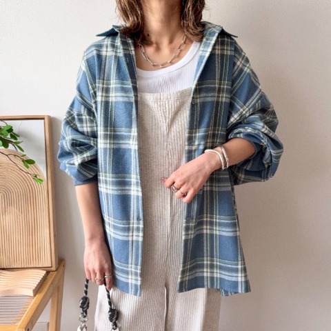 レディース　チェックシャツ（MAYO)