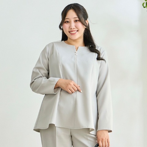 レディース　キーネックフレアブラウス（Runa）