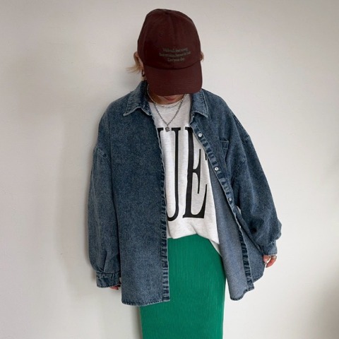 レディース　ビッグシルエットケミカルデニムシャツ（anna）