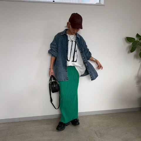 レディース　ビッグシルエットケミカルデニムシャツ（anna）