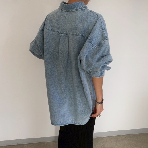 レディース　ビッグシルエットケミカルデニムシャツ（anna）