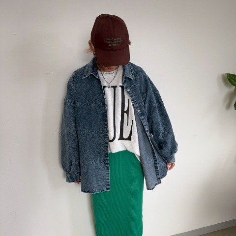 レディース　ビッグシルエットケミカルデニムシャツ（anna）