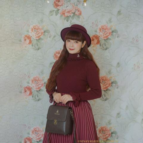 レディース　袖レースリブニットプルオーバー(青木美沙子×NINA’S)