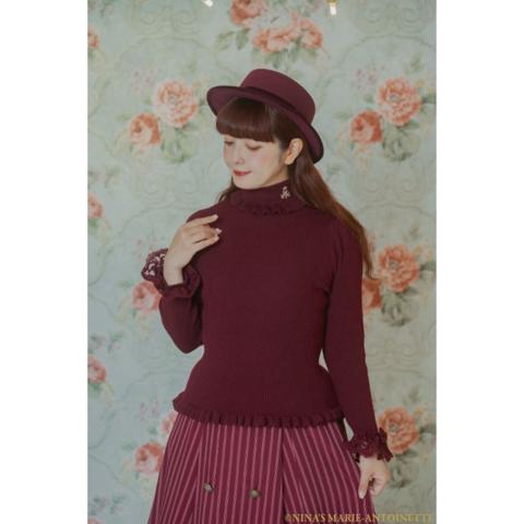 レディース　袖レースリブニットプルオーバー(青木美沙子×NINA’S)