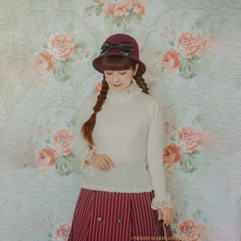 レディース　袖レースリブニットプルオーバー(青木美沙子×NINA’S)
