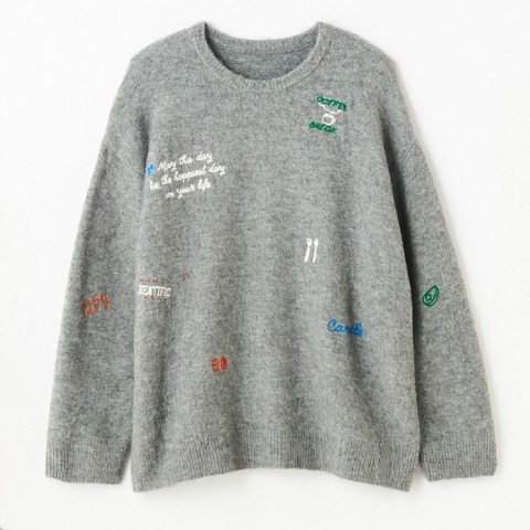 レディース　総刺繍ニットプルオーバー（おかだゆり）