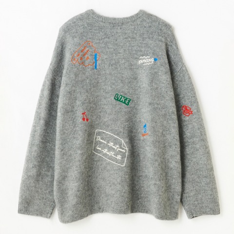 レディース　総刺繍ニットプルオーバー（おかだゆり）