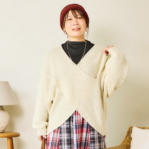 レディース　クロスニットプルオーバー（おかだゆり）