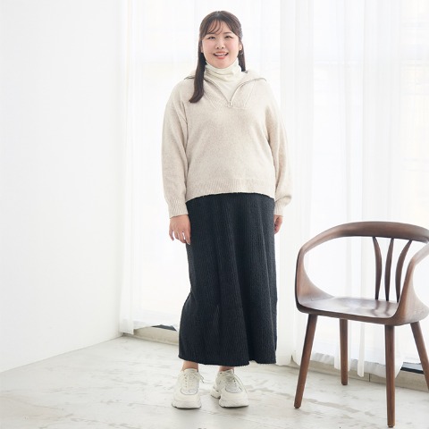 レディース　ハーフジップニットプルオーバー（Komachi）