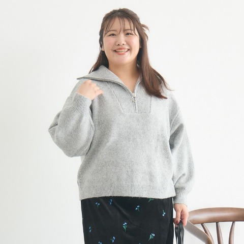 レディース　ハーフジップニットプルオーバー（Komachi）