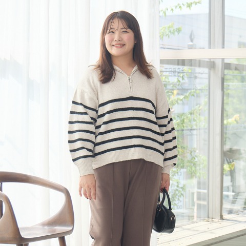 レディース　ボーダーニットプルオーバー（Komachi）