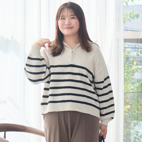 レディース　ボーダーニットプルオーバー（Komachi）