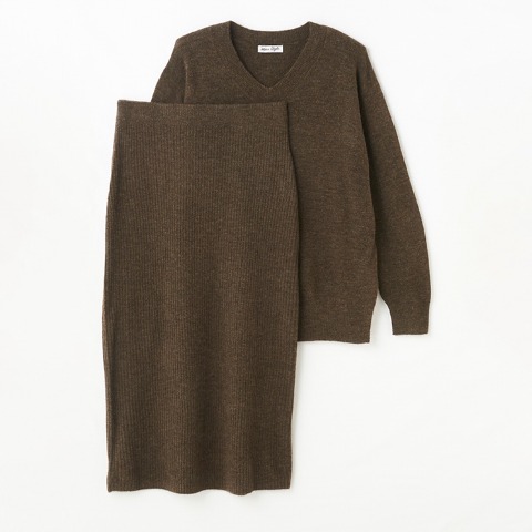 レディース ニットプルオーバー+スカートセット（Hina）