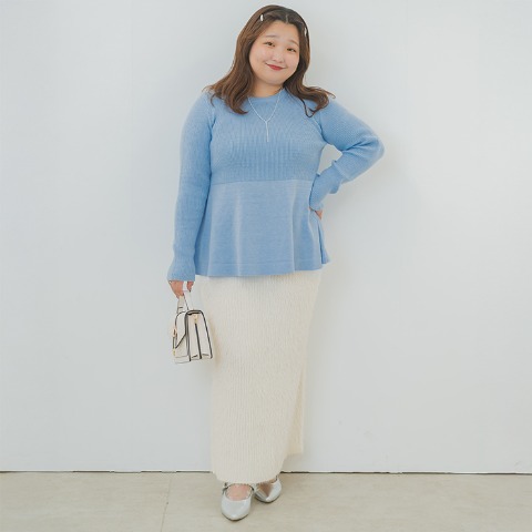 レディース　ペプラムニットプルオーバー（YUKI）