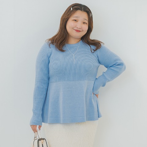 レディース　ペプラムニットプルオーバー（YUKI）