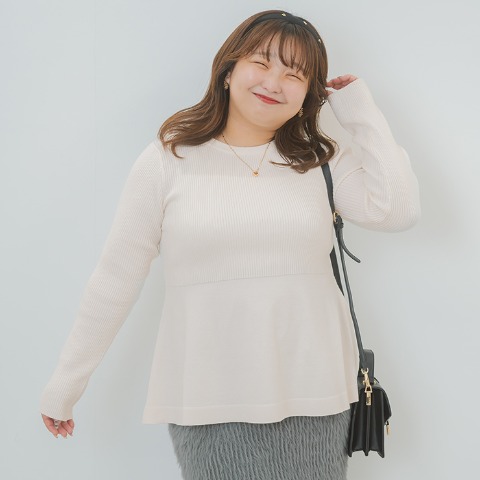 レディース　ペプラムニットプルオーバー（YUKI）