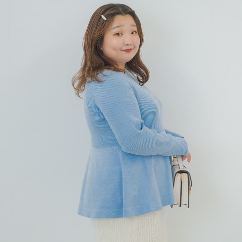 レディース　ペプラムニットプルオーバー（YUKI）