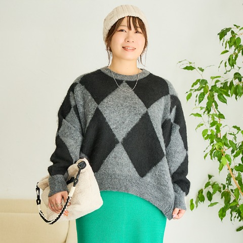 レディース　ダイヤニットプルオーバー（おかだゆり）