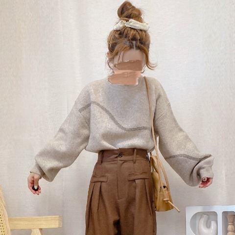 レディース　ニュアンス柄ニットプルオーバー（akane）