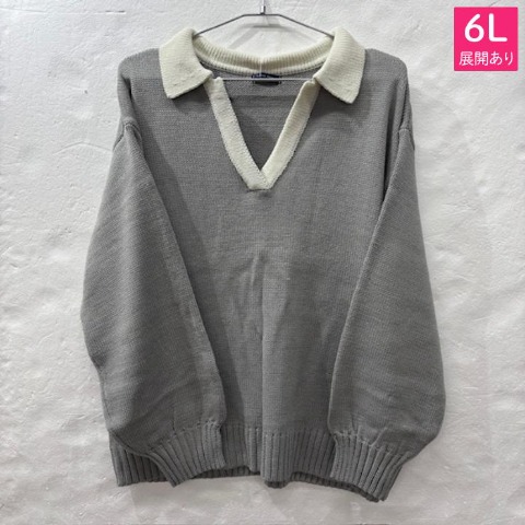 レディース　襟付きニットプルオーバー（おかだゆり）