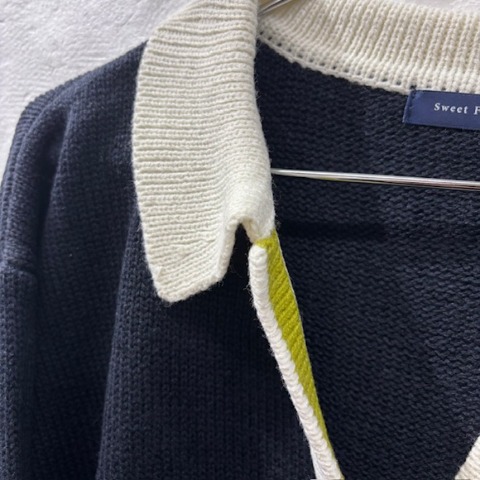 レディース　襟付きニットプルオーバー（おかだゆり）