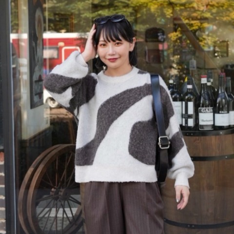 レディース　ニュアンス柄ニットプルオーバー（オクユウカ）