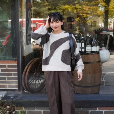 レディース　ニュアンス柄ニットプルオーバー（オクユウカ）