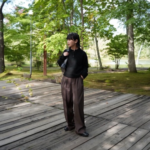 レディース　ポロ襟ニットプルオーバー（オクユウカ）