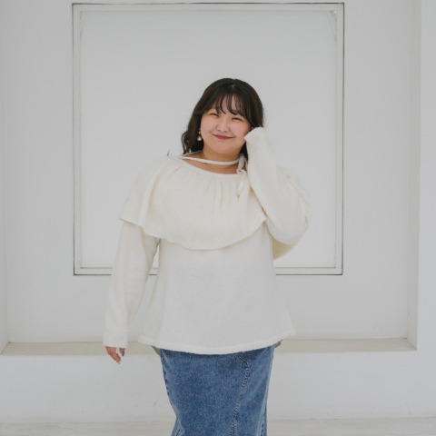 レディース　ケープ襟ニットプルオーバー(yuki×Taiyou)
