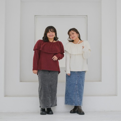 レディース　ケープ襟ニットプルオーバー(yuki×Taiyou)