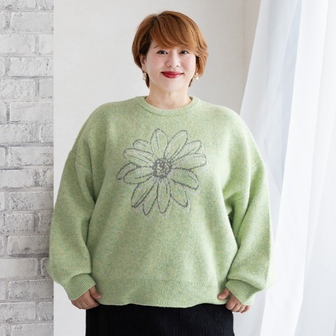 レディース　花柄ニットプルオーバー（けいこ）