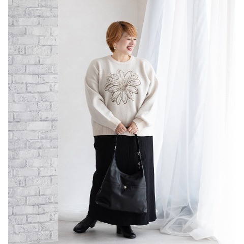 レディース　花柄ニットプルオーバー（けいこ）