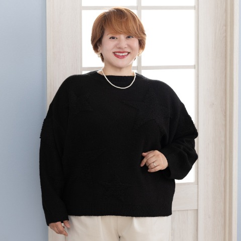 レディース　星柄ニットプルオーバー（けいこ）