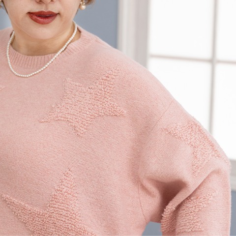 レディース　星柄ニットプルオーバー（けいこ）