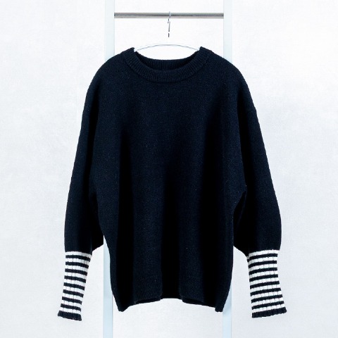 レディース　袖ボーダーニットプルオーバー（けいこ）