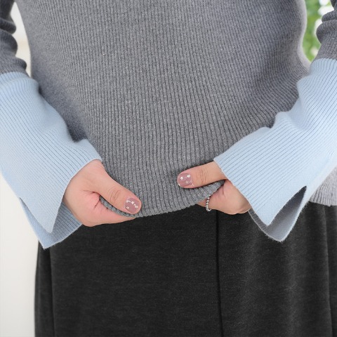 レディース　配色ニットプルオーバー（Komachi）