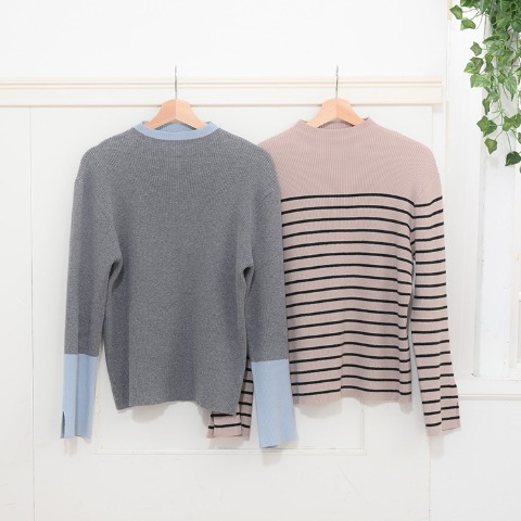 レディース　配色ニットプルオーバー（Komachi）