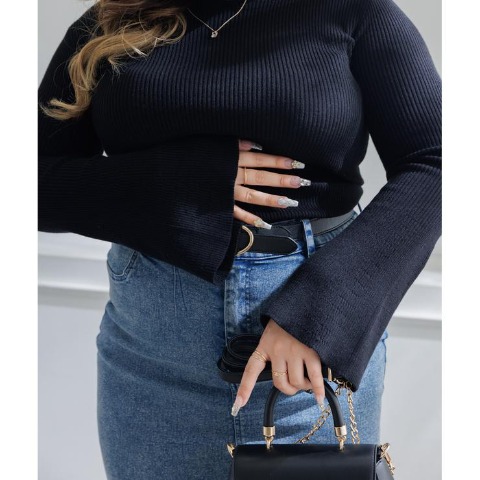 レディース　袖フレアニットプルオーバー（らむちゃん）