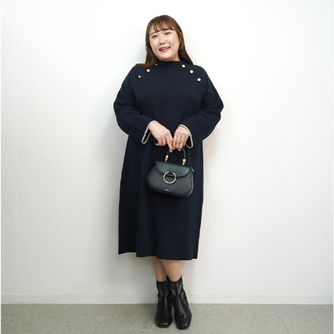 レディース　ニットワンピース（しまぽちゃ）