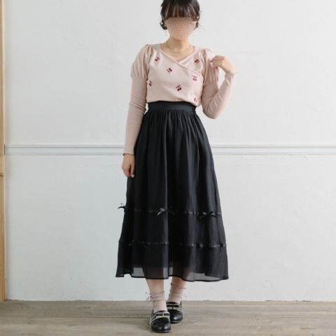 レディース　サクランボ刺繍ニットプルオーバー(maki)