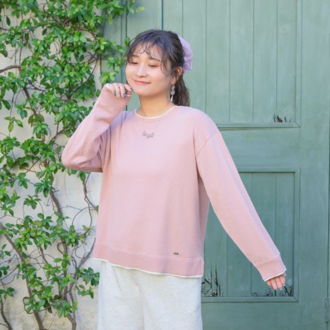 レディース　レイヤード風配色ニットプルオーバー（Taiyou）