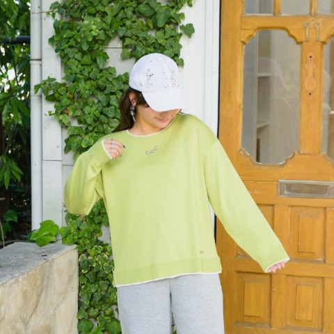 レディース　レイヤード風配色ニットプルオーバー（Taiyou）